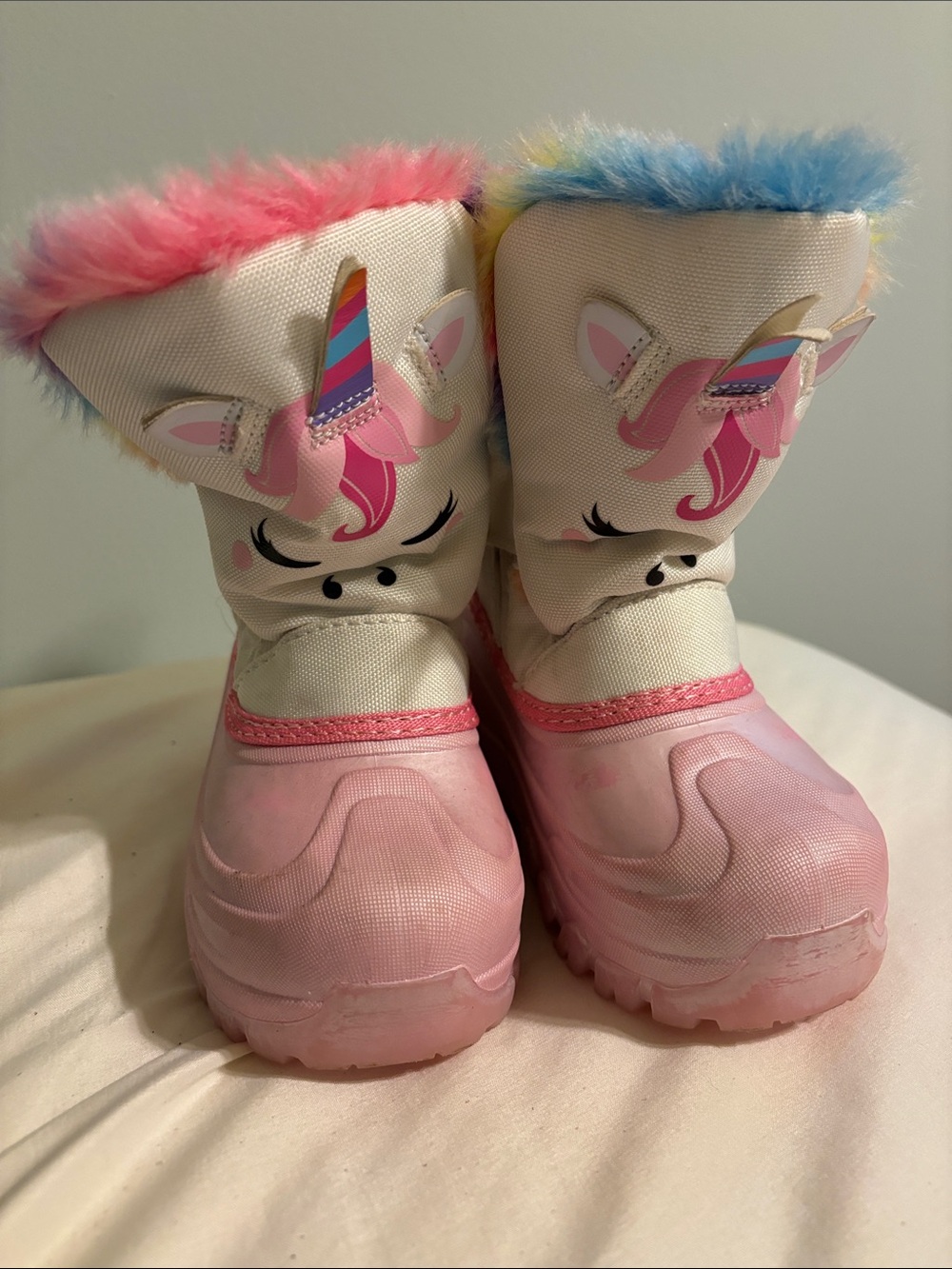 High Sierra Kids Unicorn Pink Blue Fur Rain & Snow Boots